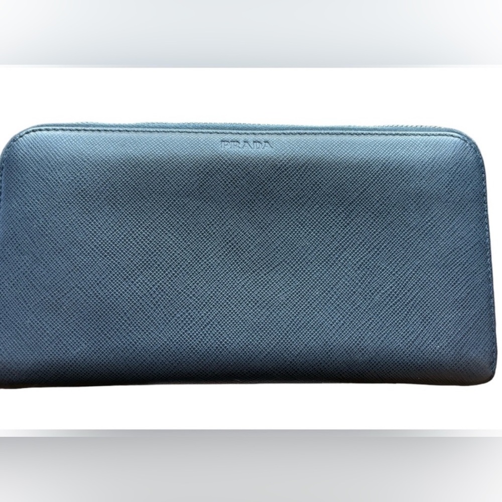 PRADA Saffiano Zip Around Long Wallet
Navy Leather